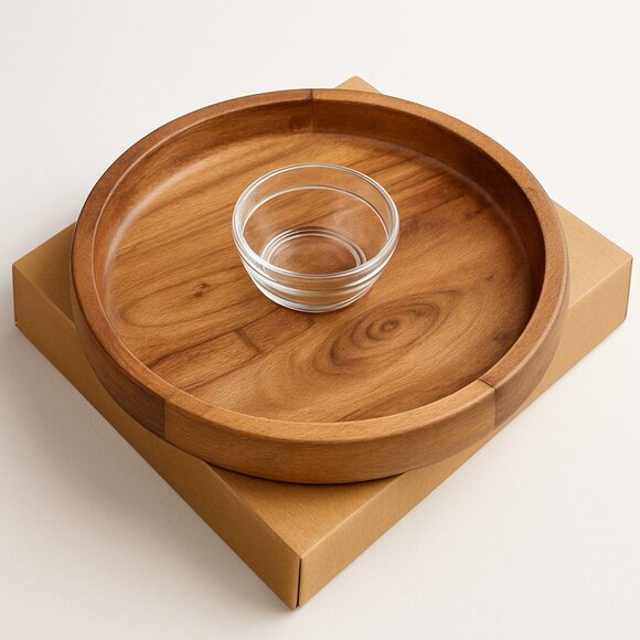 Acacia Wood Chip and Dip Server - Picture 1 of 6